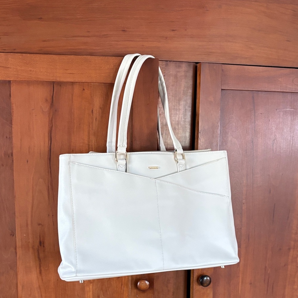 White Leather Tote Bag